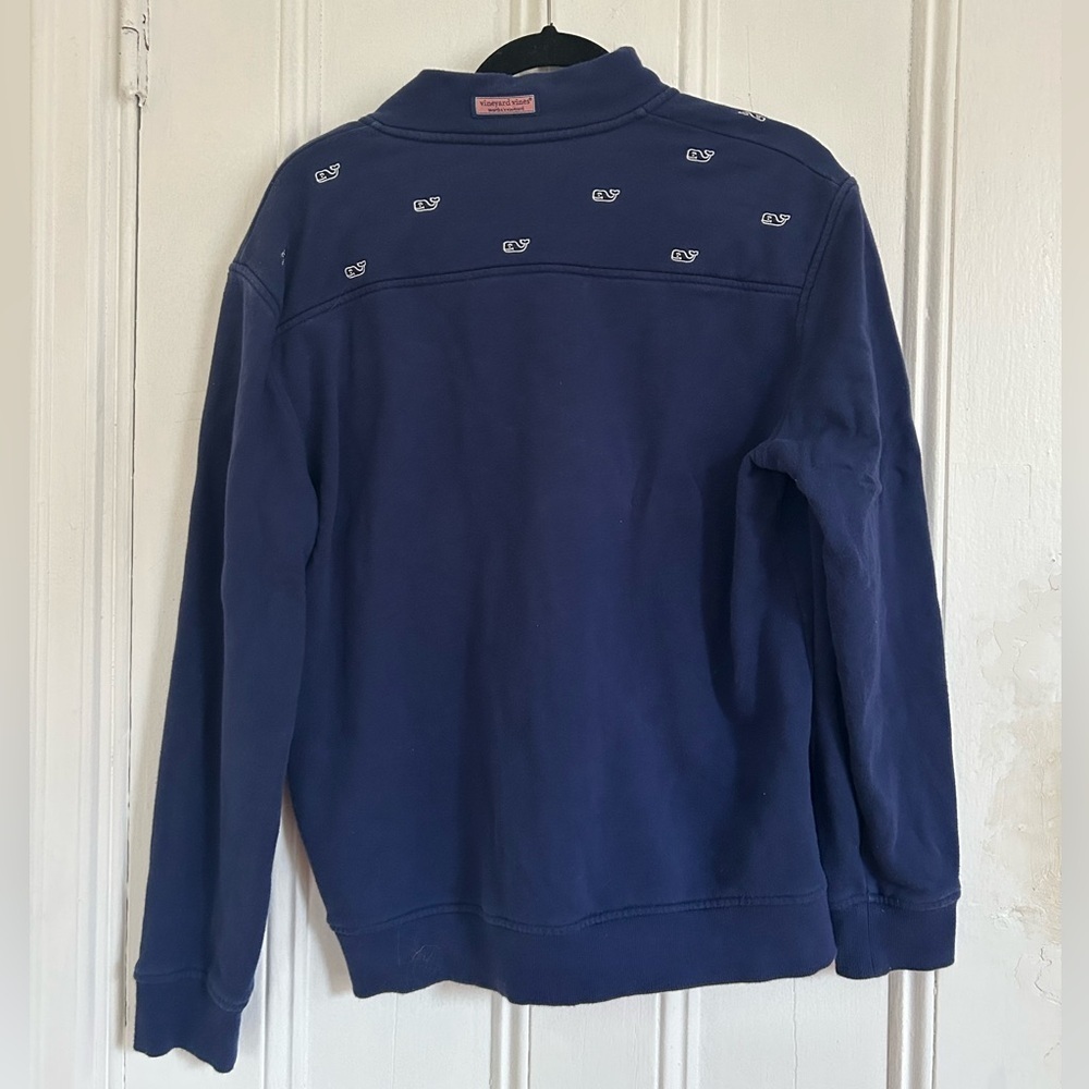 Vineyard Vines Navy Embroidered Whales Quarter Zip - Picture 4 of 4